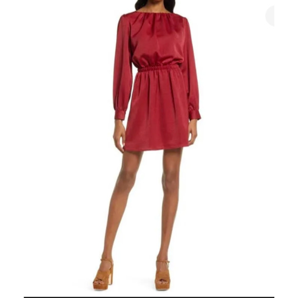 Lost + Wander Dresses & Skirts - LOST + WANDER Women's Burgundy Emerald Eyes Long Sleeve Minidress Extra Large